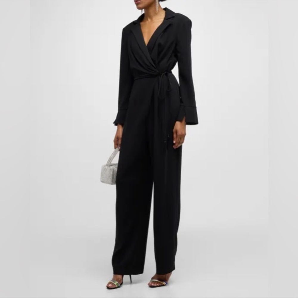 Cinq a Sept Macie Split-Cuff Side-Tie Blazer Wrap Jumpsuit Size 6 $595.00 MSRP